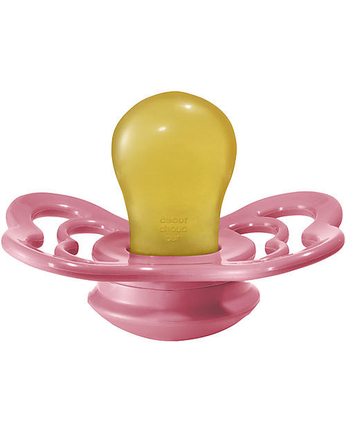 BIBS Supreme Pacifier - Symmetrical Nipple in Latex - Set of 2 - Coral and Ruby - BPA & PVC Free Dummies & Soothers