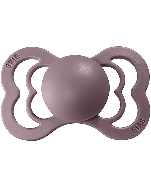 BIBS Supreme Pacifier - Symmetrical Nipple in Latex - Set of 2 - Dusky Lilac and Heather - BPA & PVC Free Dummies & Soothers