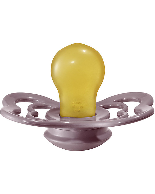 BIBS Supreme Pacifier - Symmetrical Nipple in Latex - Set of 2 - Dusky Lilac and Heather - BPA & PVC Free Dummies & Soothers