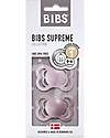 BIBS Supreme Pacifier - Symmetrical Nipple in Latex - Set of 2 - Dusky Lilac and Heather - BPA & PVC Free Dummies & Soothers