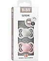 BIBS Supreme Pacifier - Symmetrical Nipple in Latex - Set of 2 - Haze and Blossom - BPA & PVC Free Dummies & Soothers