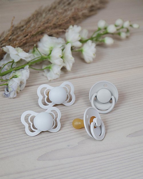 BIBS Supreme Pacifier - Symmetrical Nipple in Latex - Set of 2 - Haze and Blossom - BPA & PVC Free Dummies & Soothers