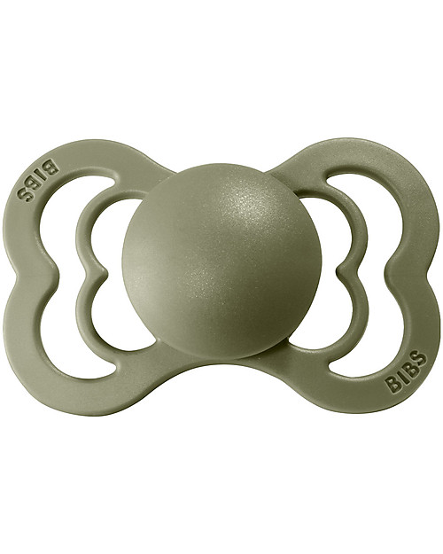 BIBS Supreme Pacifier - Symmetrical Nipple in Latex - Set of 2 - Honey Bee and Olive - BPA & PVC Free Dummies & Soothers
