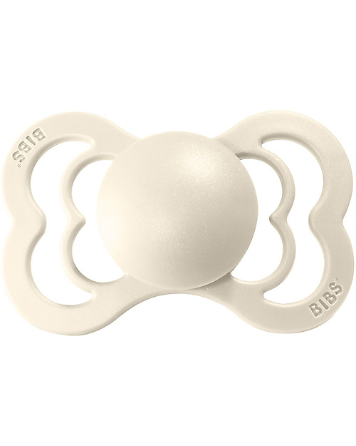 BIBS Supreme Pacifier - Symmetrical Nipple in Latex - Set of 2 - Ivory and Baby Pink - BPA & PVC Free Dummies & Soothers
