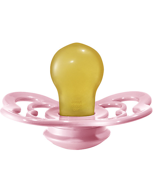 BIBS Supreme Pacifier - Symmetrical Nipple in Latex - Set of 2 - Ivory and Baby Pink - BPA & PVC Free Dummies & Soothers