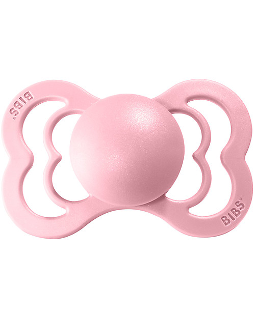 BIBS Supreme Pacifier - Symmetrical Nipple in Latex - Set of 2 - Ivory and Baby Pink - BPA & PVC Free Dummies & Soothers