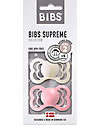 BIBS Supreme Pacifier - Symmetrical Nipple in Latex - Set of 2 - Ivory and Baby Pink - BPA & PVC Free Dummies & Soothers