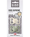 BIBS Supreme Pacifier - Symmetrical Nipple in Latex - Set of 2 - Ivory and Sage - BPA & PVC Free Dummies & Soothers