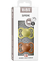 BIBS Supreme Pacifier - Symmetrical Nipple in Latex - Set of 2 - Meadow and Earth - BPA & PVC Free Dummies & Soothers