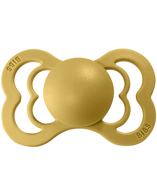 BIBS Supreme Pacifier - Symmetrical Nipple in Latex - Set of 2 - Mustard and Petrol - BPA & PVC Free Dummies & Soothers