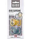 BIBS Supreme Pacifier - Symmetrical Nipple in Latex - Set of 2 - Mustard and Petrol - BPA & PVC Free Dummies & Soothers
