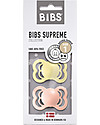 BIBS Supreme Pacifier - Symmetrical Nipple in Latex - Set of 2 - Sunshine and Peach Sunset - BPA & PVC Free Dummies & Soothers