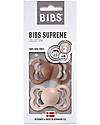 BIBS Supreme Pacifier - Symmetrical Nipple in Latex - Set of 2 - Woodchuck and Blush - BPA & PVC Free Dummies & Soothers