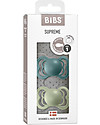 BIBS Supreme Pacifier - Symmetrical Nipple in Silicone - Set of 2 - Island Sea and Sage - BPA & PVC Free Dummies & Soothers
