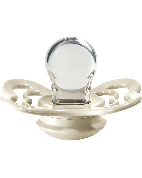 BIBS Supreme Pacifier - Symmetrical Nipple in Silicone - Set of 2 - Ivory and Blush - BPA & PVC Free Dummies & Soothers