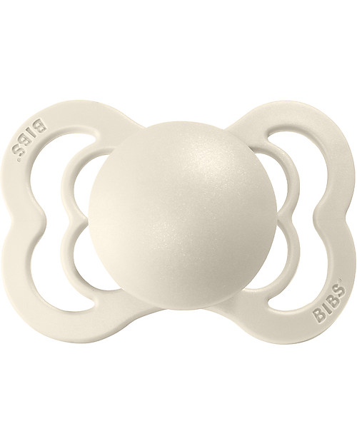 BIBS Supreme Pacifier - Symmetrical Nipple in Silicone - Set of 2 - Ivory and Blush - BPA & PVC Free Dummies & Soothers