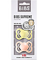 BIBS Supreme Pacifier - Symmetrical Nipple in Silicone - Set of 2 - Sunshine and Peach Sunset - BPA & PVC Free Dummies & Soothers