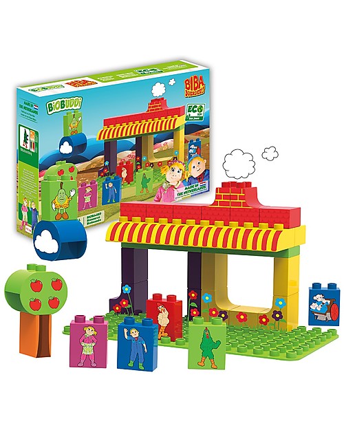 BioBuddi Eco-friendly Building Blocks Biba Farm, The Farm - 36 blocks Wooden Blocks and Construction Sets