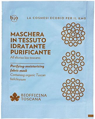 Biofficina Toscana Purifying Moisturising Fabric Mask, 15 ml - with Organic Italian Helichrysum Face