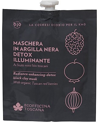 Biofficina Toscana Radiance Enhancing Detox Black Clay Mask, 30 g - with Organic Italian Red Berries Face Creams