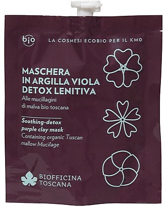 Biofficina Toscana Soothing Detox Purple Clay Mask, 30 g - with Organic Italian Mallow Mucilage Face Creams