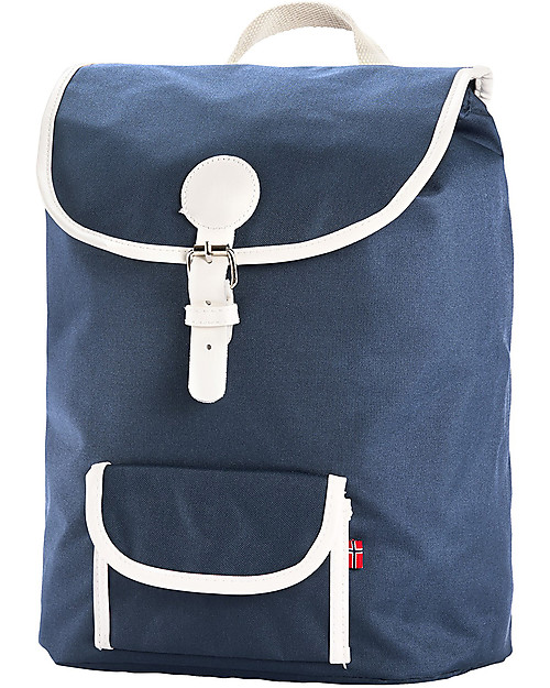 Blafre Backpack for Children aged 5-10 years, Dark Blue - Water-resistant, real leather details Backpack