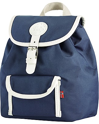 Blafre Children Backpack 25 x 26 x 25.5 cm, Dark Blue - Water-resistant, real leather details null
