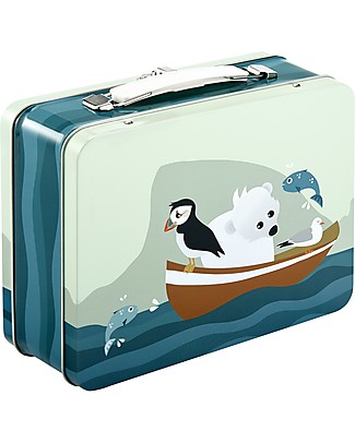 Blafre Metal Briefcase 19.5 x 17 x 8 cm, Puffin - Food-safe! Lunch Boxes in Metal