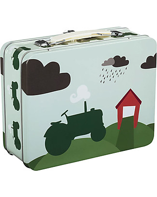 Blafre Metal Briefcase 19.5 x 17 x 8 cm, Tractor - Food-safe! Lunch Boxes in Metal