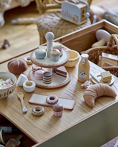 Bloomingville Adda Toy Food - Blue - Beech Wood - 7 pieces Toy Kitchens