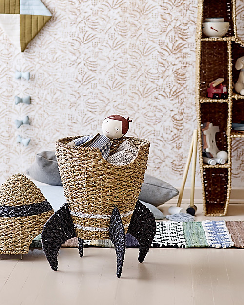 Bloomingville Basket with Lid - Black Rocket Wicker Basket