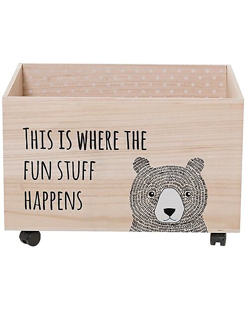 Bloomingville Bear Basket With Wheels - Natural and Black - 60x40x45 cm Storage organisers