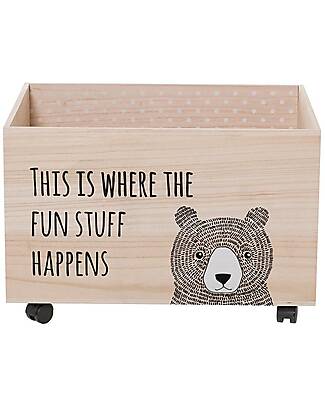 Bloomingville Bear Basket With Wheels - Natural and Black - 60x40x45 cm Storage organisers