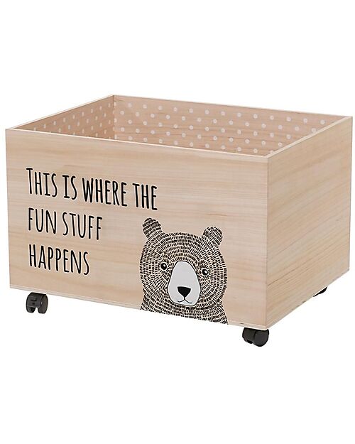 Bloomingville Bear Basket With Wheels - Natural and Black - 60x40x45 cm Storage organisers