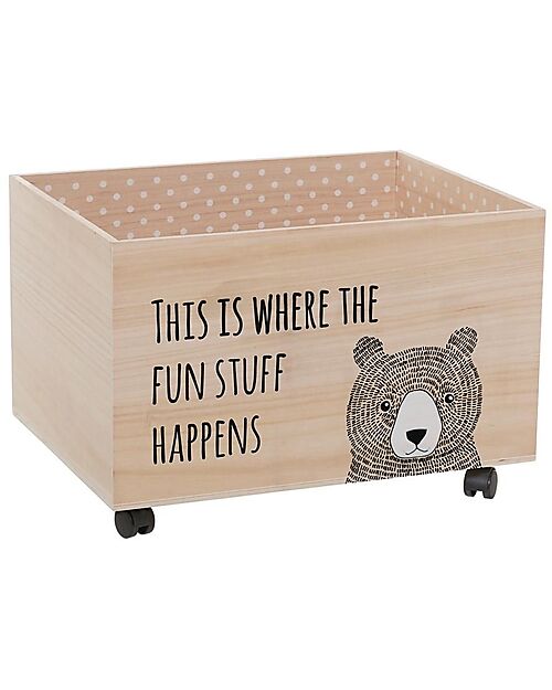 Bloomingville Bear Basket With Wheels - Natural and Black - 60x40x45 cm Storage organisers