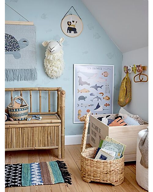 Bloomingville Bear Basket With Wheels - Natural and Black - 60x40x45 cm Storage organisers