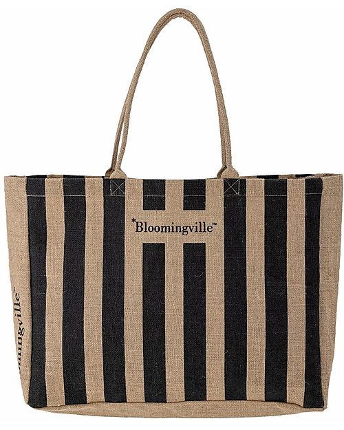 Bloomingville Bergamo Shopping Bag - Black - Jute Tote Bags