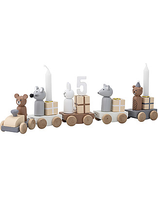 Bloomingville Birthday Train, 5 Wagons of Gifts - MDF Wooden Toy Cars, Trains & Trucks
