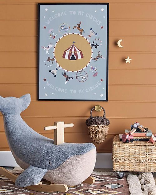 Bloomingville Blue Rocking Whale - Poplar Wood Rides On