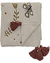 Bloomingville Bryan Baby Throw - Brown - Flowers -  Recycled Cotton - 160x130 cm Muslin Swaddle