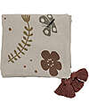 Bloomingville Bryan Baby Throw - Brown - Flowers -  Recycled Cotton - 160x130 cm Muslin Swaddle