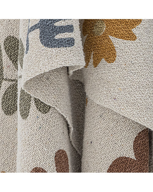 Bloomingville Bryan Baby Throw - Brown - Flowers -  Recycled Cotton - 160x130 cm Muslin Swaddle