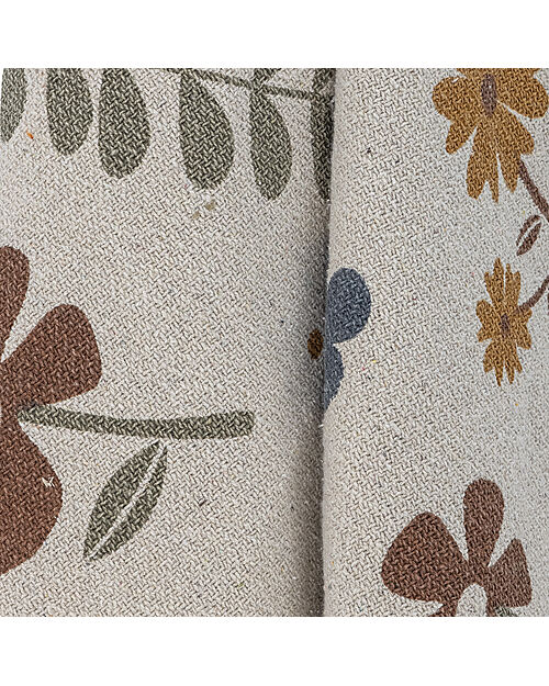 Bloomingville Bryan Baby Throw - Brown - Flowers -  Recycled Cotton - 160x130 cm Muslin Swaddle