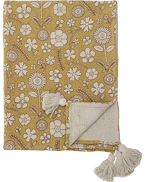 Bloomingville Camille Baby Throw Mustard Flowers Recycled