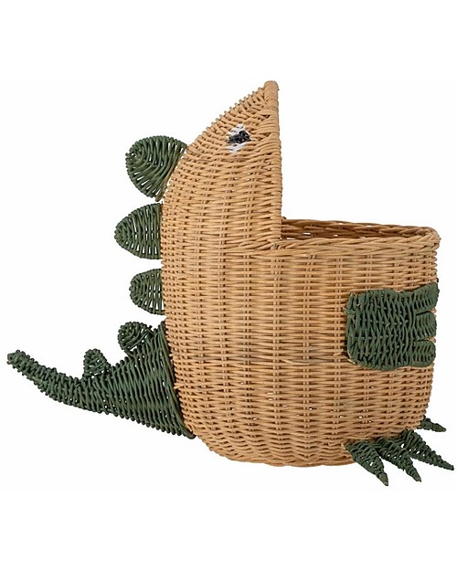 Bloomingville Eddi Storage Basket - Natural - Dinosaur -  Rattan Fiber Wicker Basket