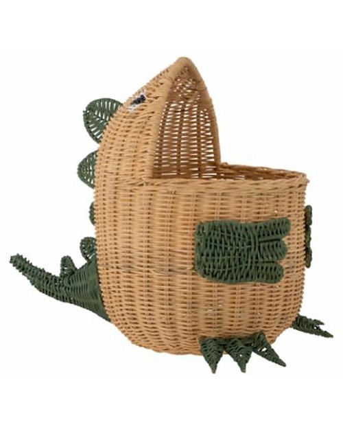 Bloomingville Eddi Storage Basket - Natural - Dinosaur -  Rattan Fiber Wicker Basket