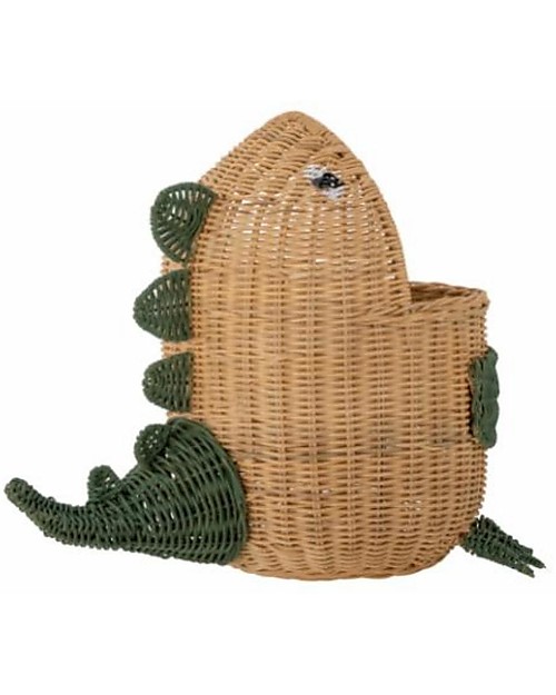 Bloomingville Eddi Storage Basket - Natural - Dinosaur -  Rattan Fiber Wicker Basket