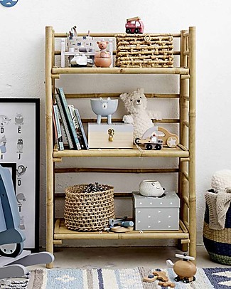 Bloomingville Foldable Bamboo Bookcase, Natural - 66x37x105 cm Montessori Bookcases