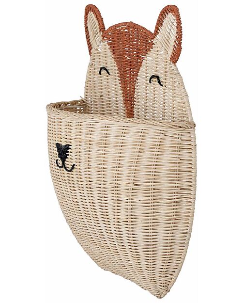 Bloomingville Fox Hanging Storage Basket - Rattan - 44x47x13 cm Wall Storage Organize