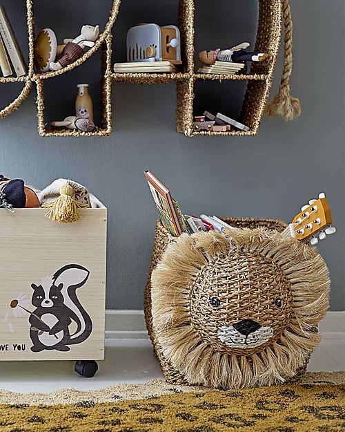 Bloomingville Harrison Storage Basket - Lion - Made of Bankuan Grass Wicker Basket